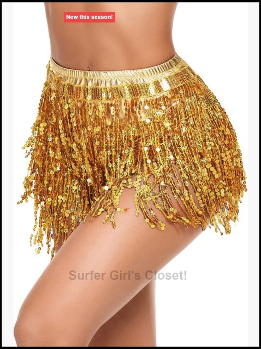 Sequin Tassel Belly Dance Skirt High Waist Rave Party Costume